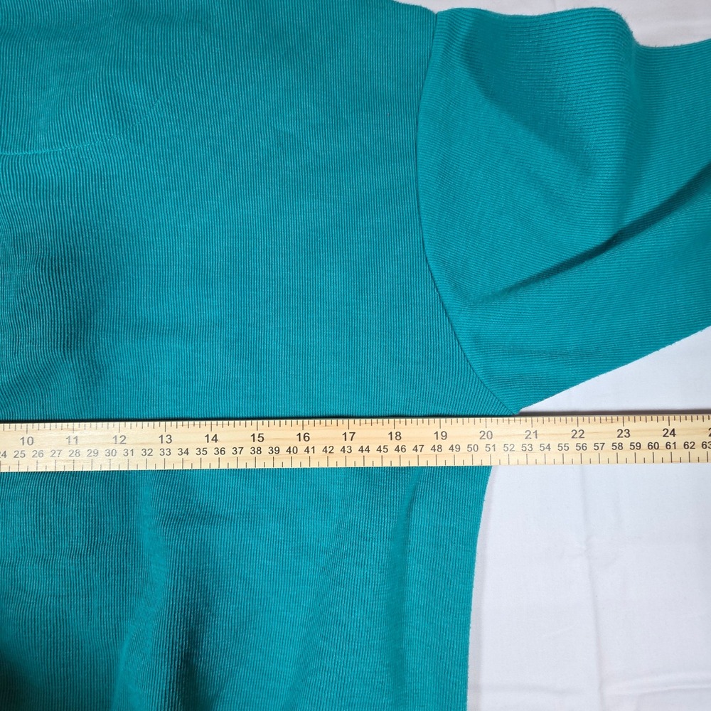 Vintage 90s Koret Sport Teal Ribbed Quarter Zip Sweatshirt Plaid Patches Small - Picture 8 of 8